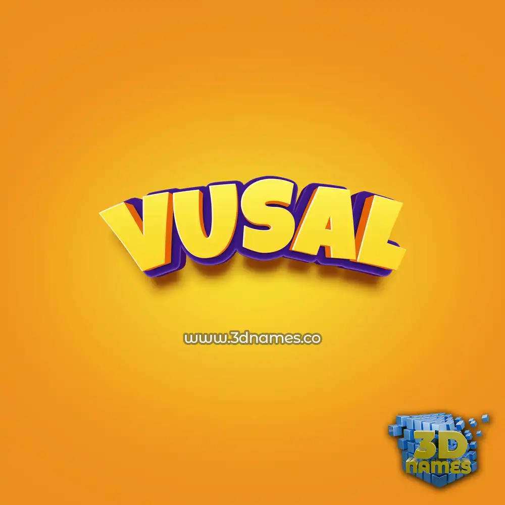 vusal in Orange Toon style - 3D name wallpaper