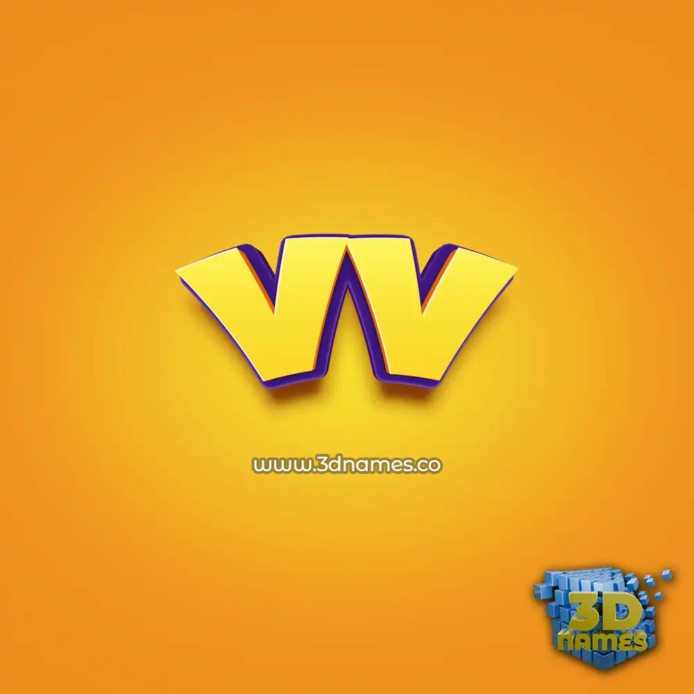 vv in Orange Toon style - 3D name wallpaper