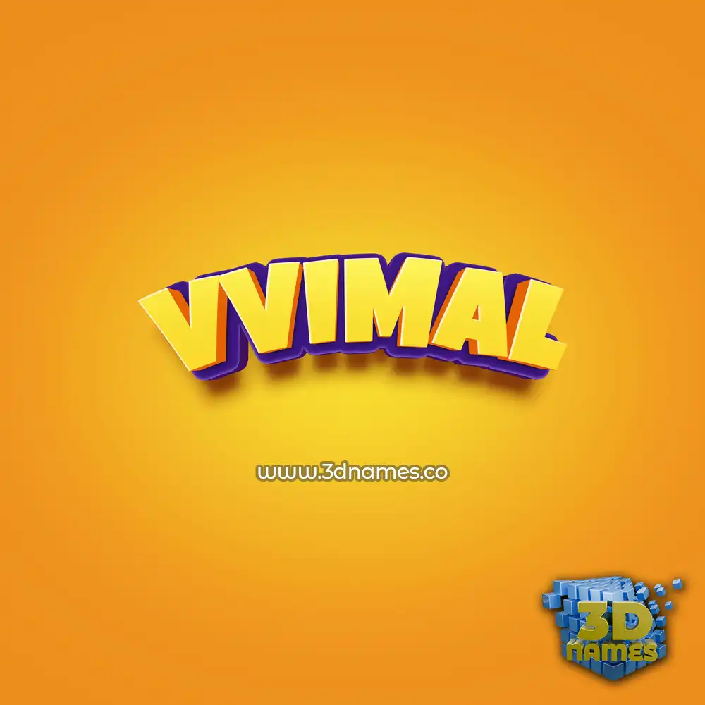 vvimal in Orange Toon style - 3D name wallpaper