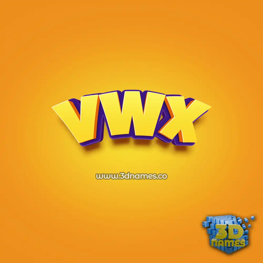 vwx in Orange Toon style - 3D name wallpaper