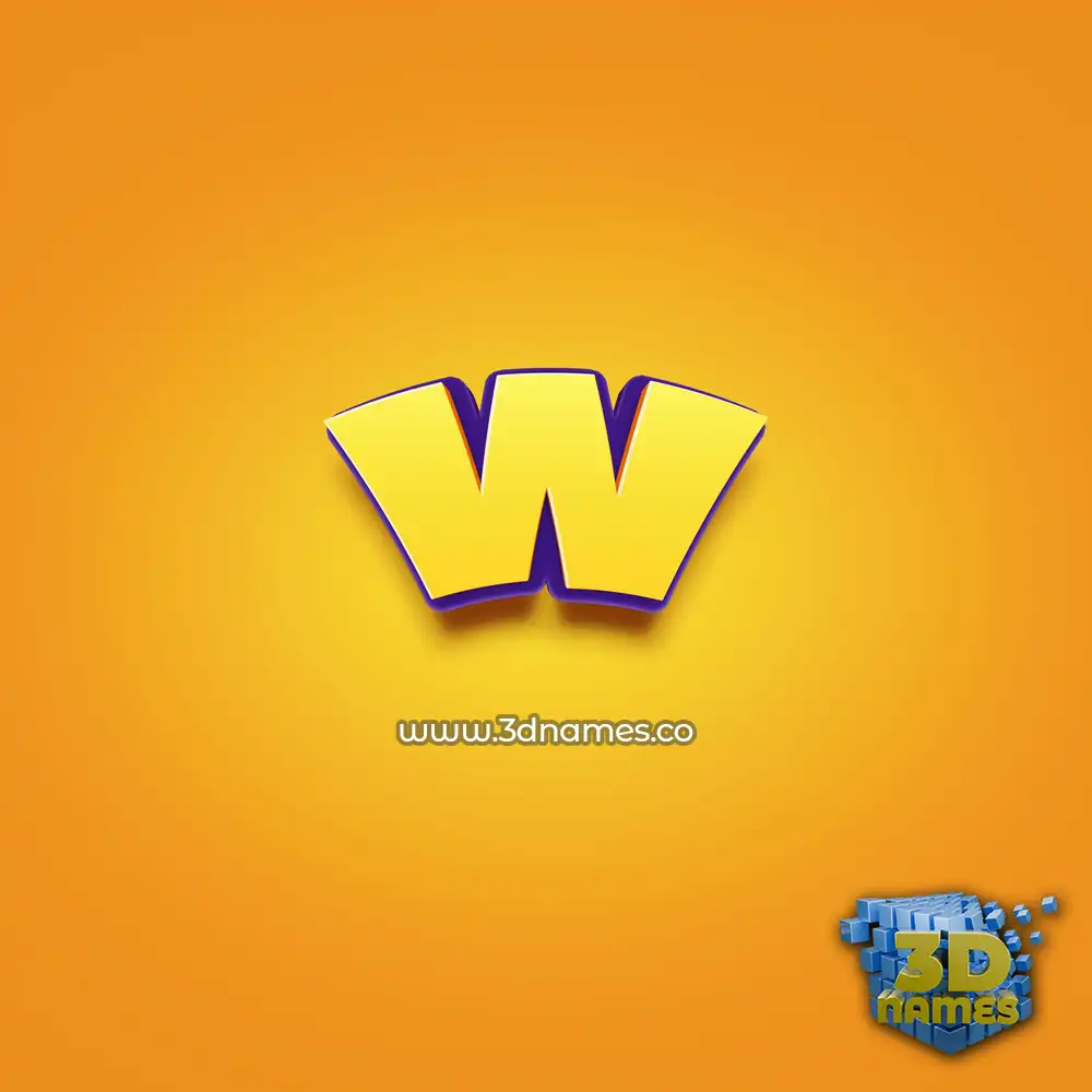 w in Orange Toon style - 3D name wallpaper