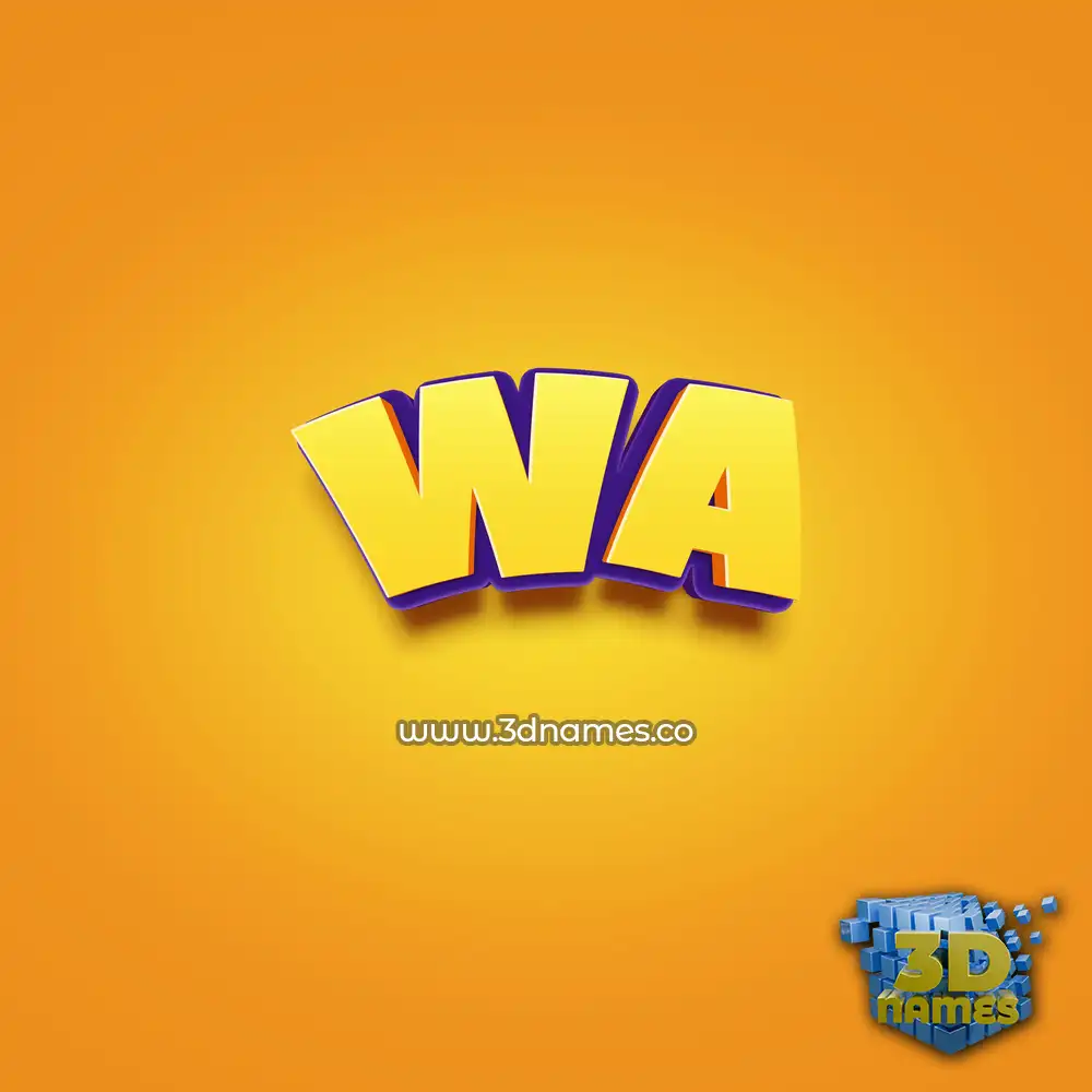 wa in Orange Toon style - 3D name wallpaper