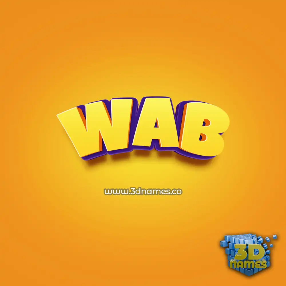 wab in Orange Toon style - 3D name wallpaper