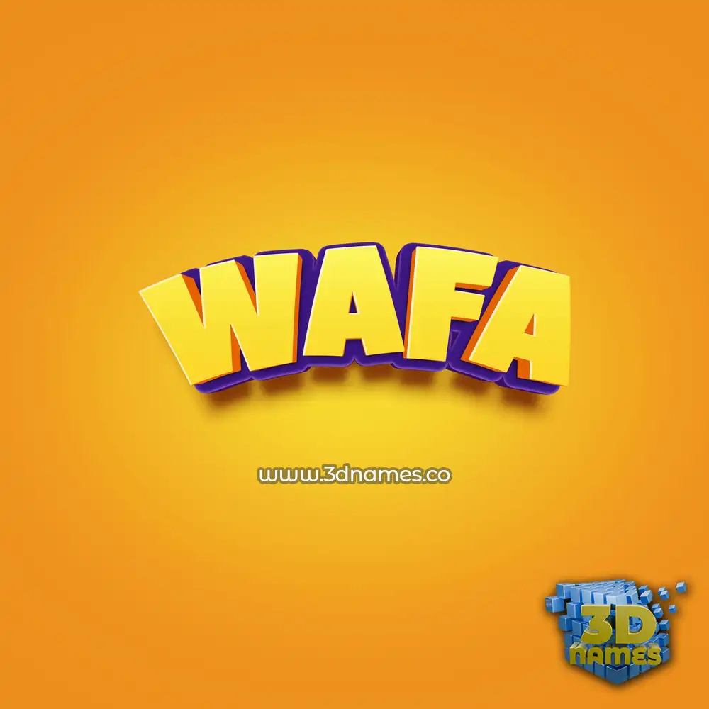 wafa in Orange Toon style - 3D name wallpaper