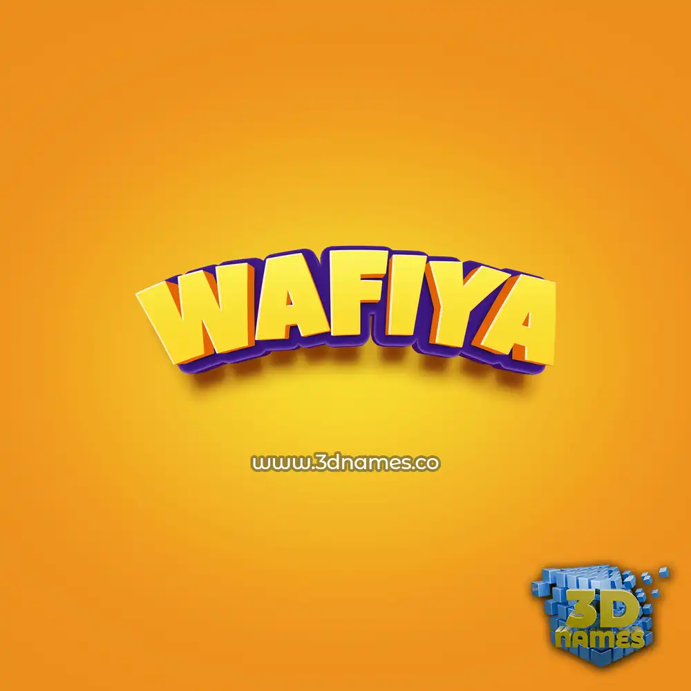 wafiya in Orange Toon style - 3D name wallpaper
