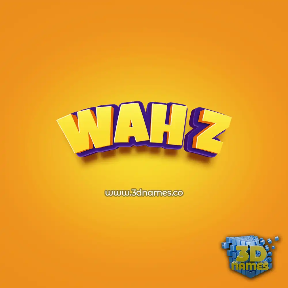 wah z in Orange Toon style - 3D name wallpaper