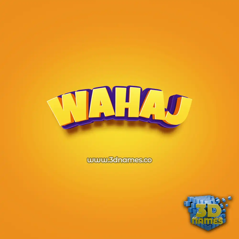 wahaj in Orange Toon style - 3D name wallpaper