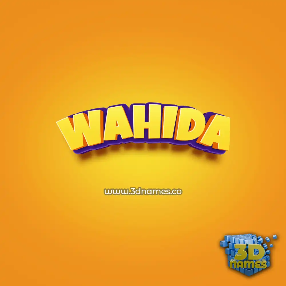 wahida in Orange Toon style - 3D name wallpaper