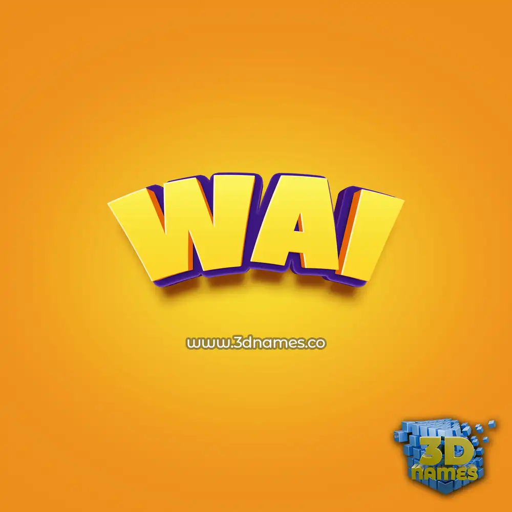 wai in Orange Toon style - 3D name wallpaper