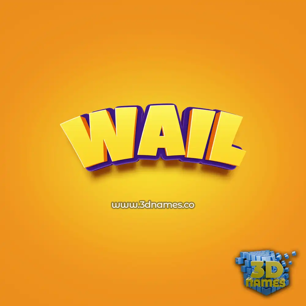 wail in Orange Toon style - 3D name wallpaper