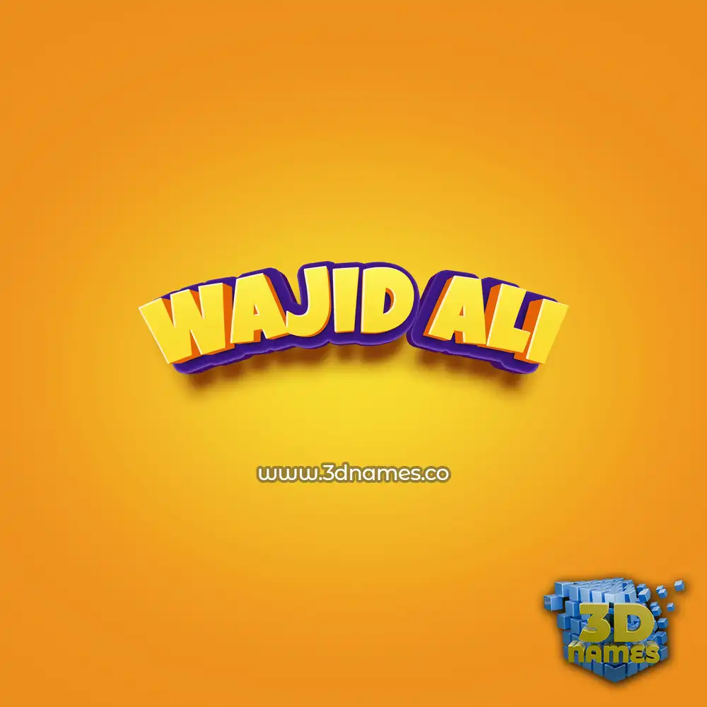 wajid ali in Orange Toon style - 3D name wallpaper