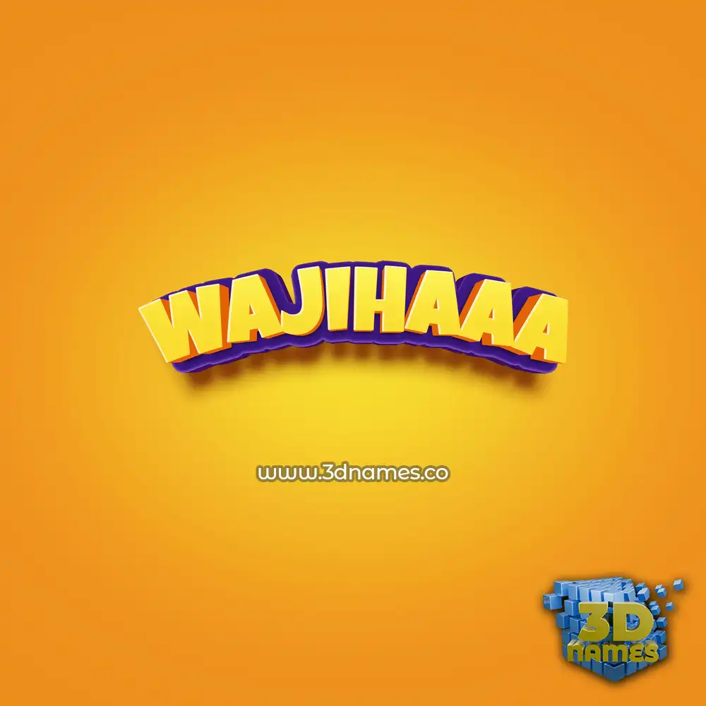 wajihaaa in Orange Toon style - 3D name wallpaper