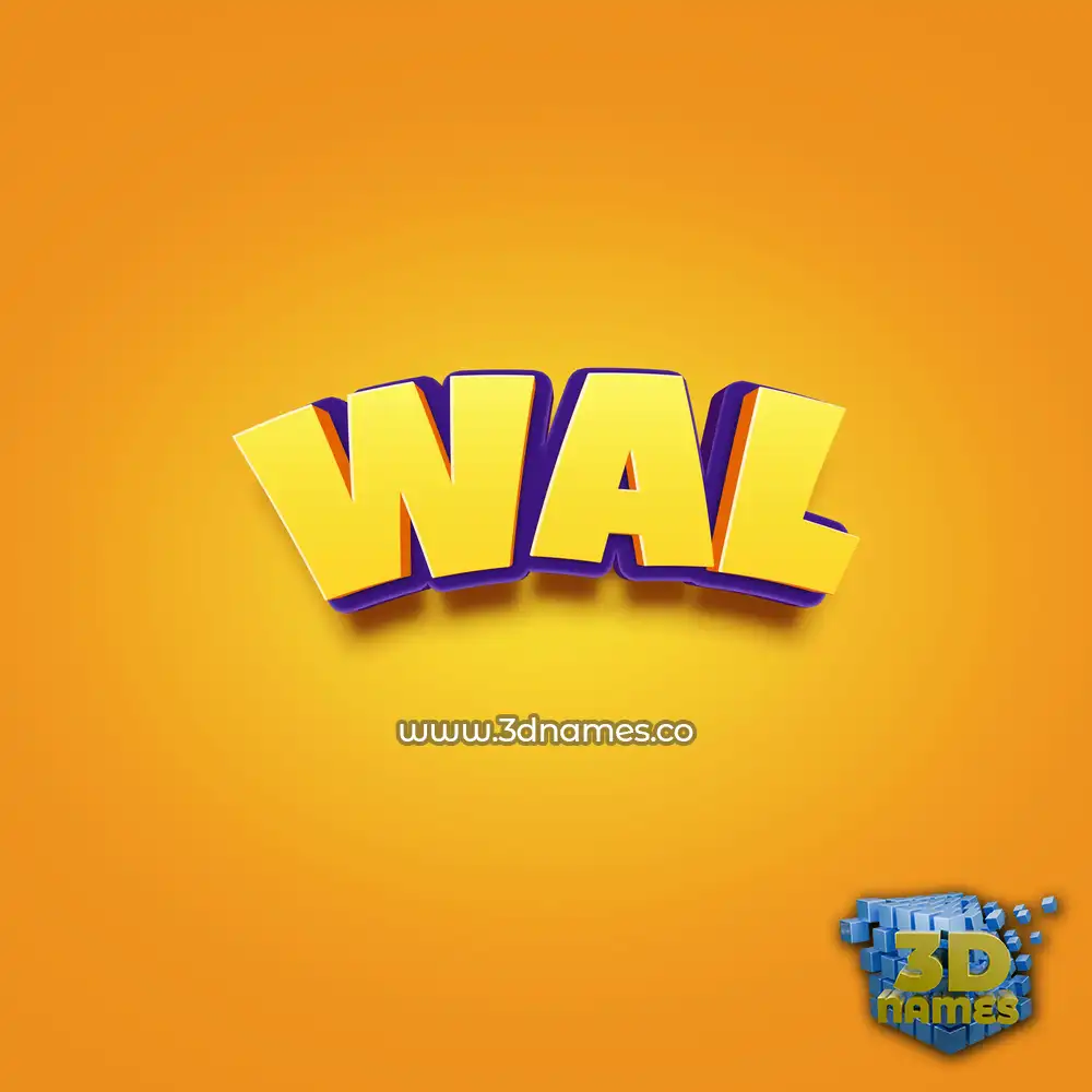 wal in Orange Toon style - 3D name wallpaper