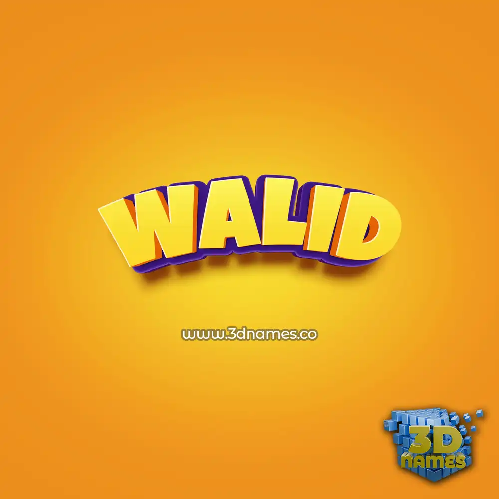 walid in Orange Toon style - 3D name wallpaper