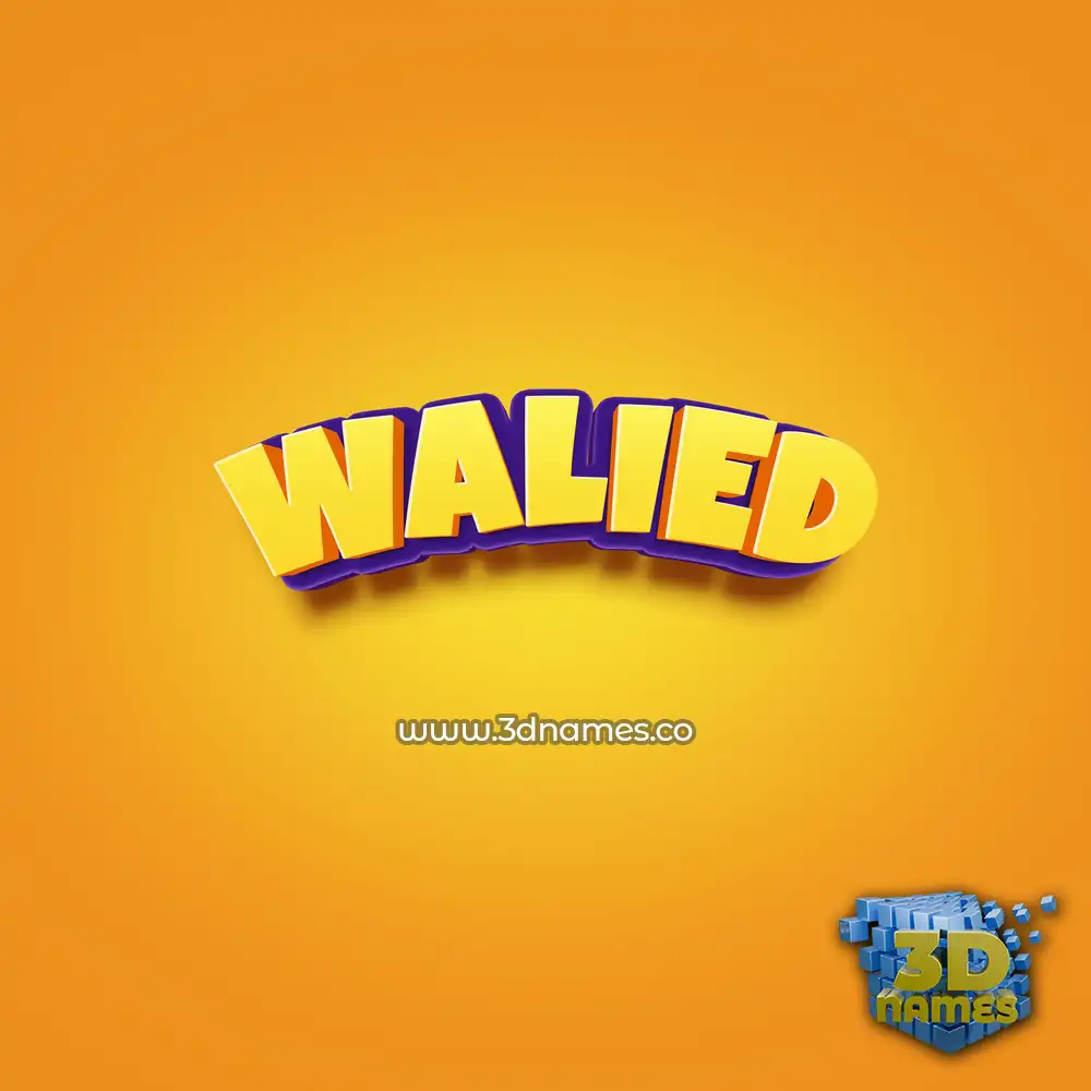 walied in Orange Toon style - 3D name wallpaper