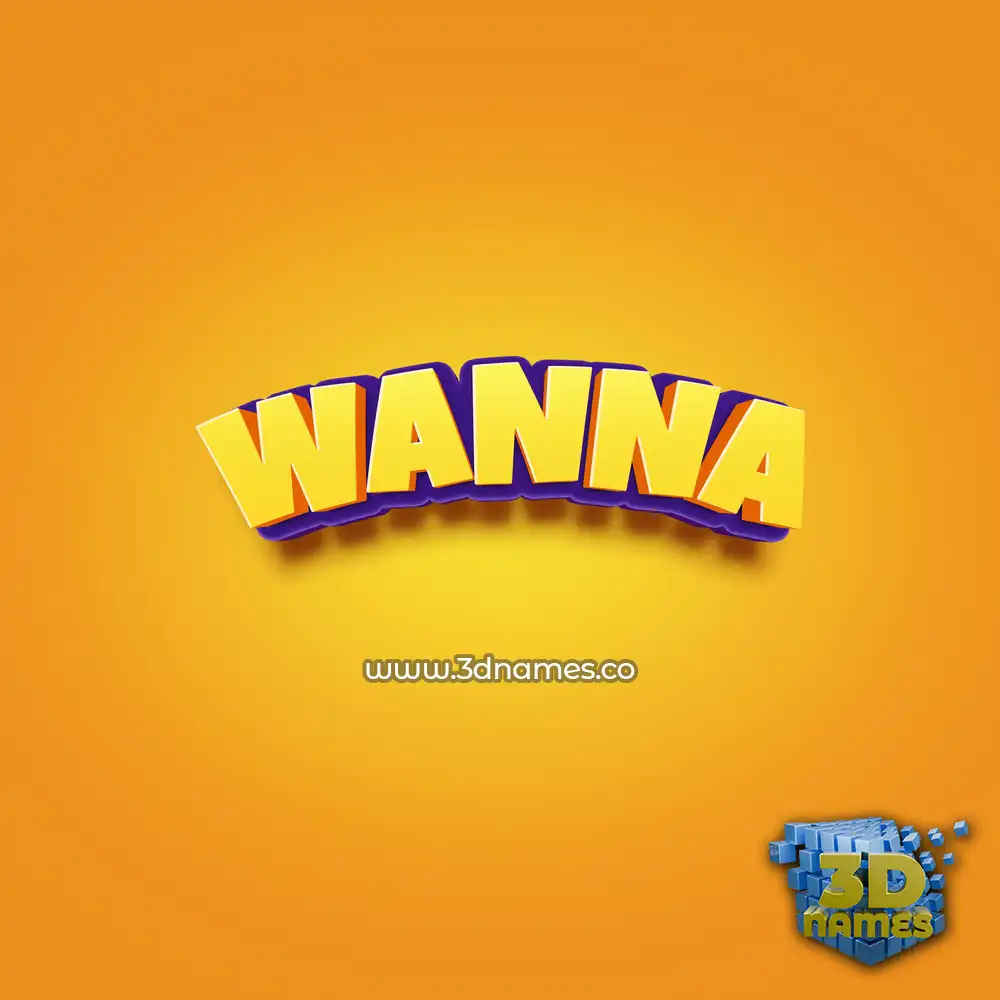 wanna in Orange Toon style - 3D name wallpaper
