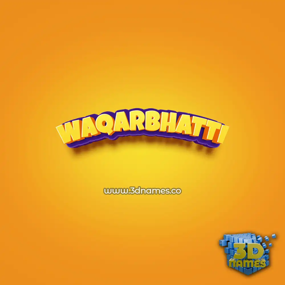 waqarbhatti in Orange Toon style - 3D name wallpaper
