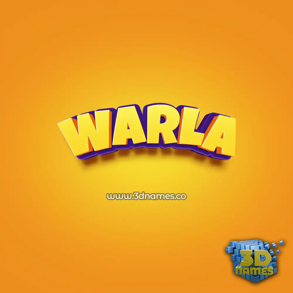 warla in Orange Toon style - 3D name wallpaper