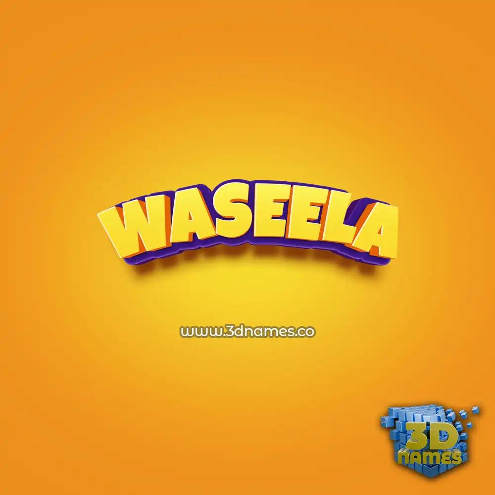 waseela in Orange Toon style - 3D name wallpaper