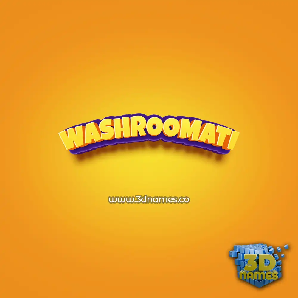 washroomati in Orange Toon style - 3D name wallpaper