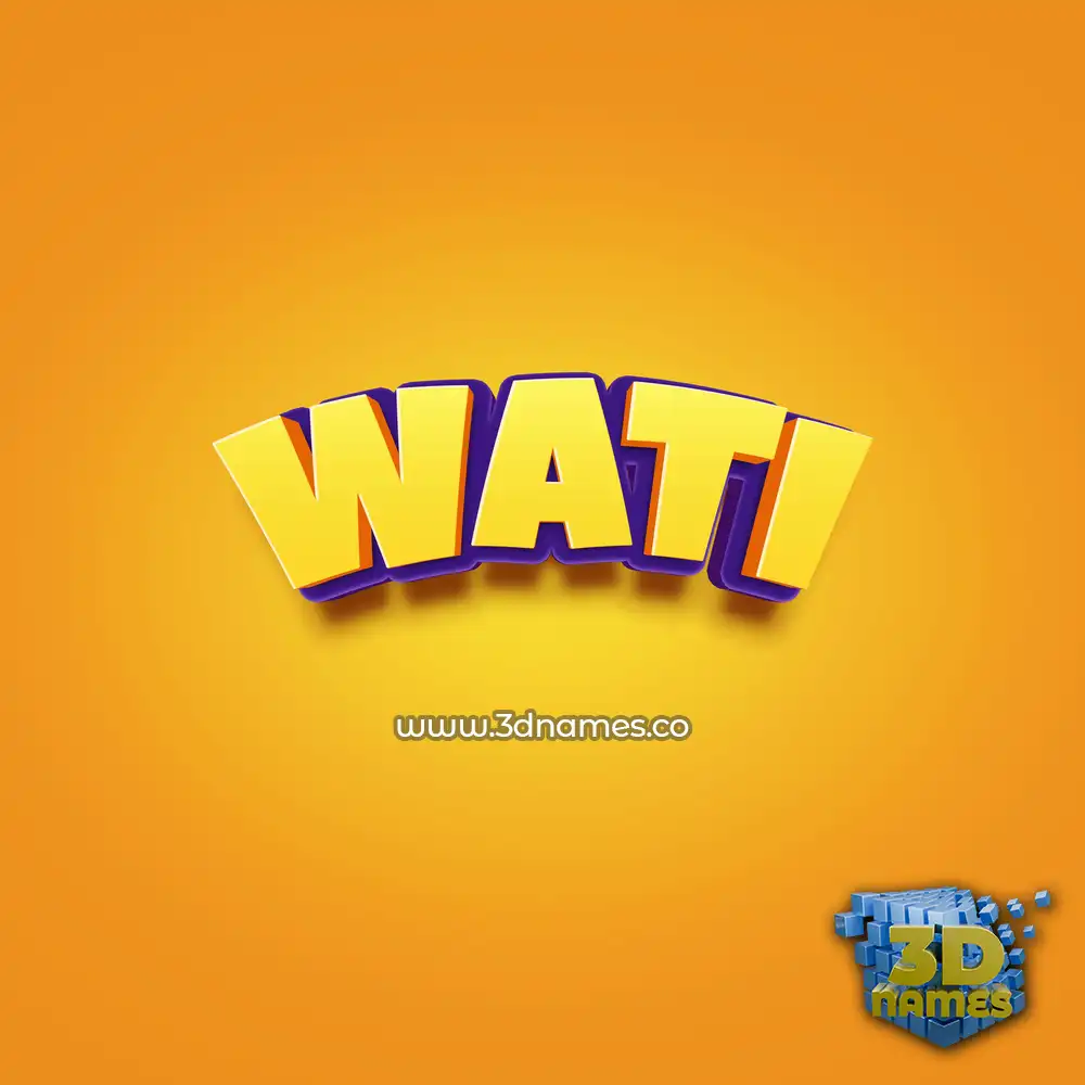 wati in Orange Toon style - 3D name wallpaper