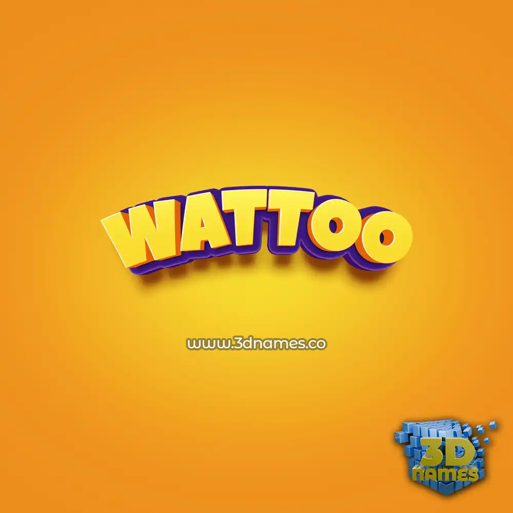 wattoo in Orange Toon style - 3D name wallpaper