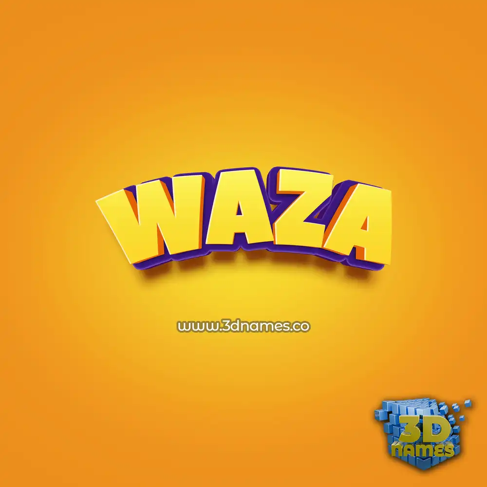 waza in Orange Toon style - 3D name wallpaper