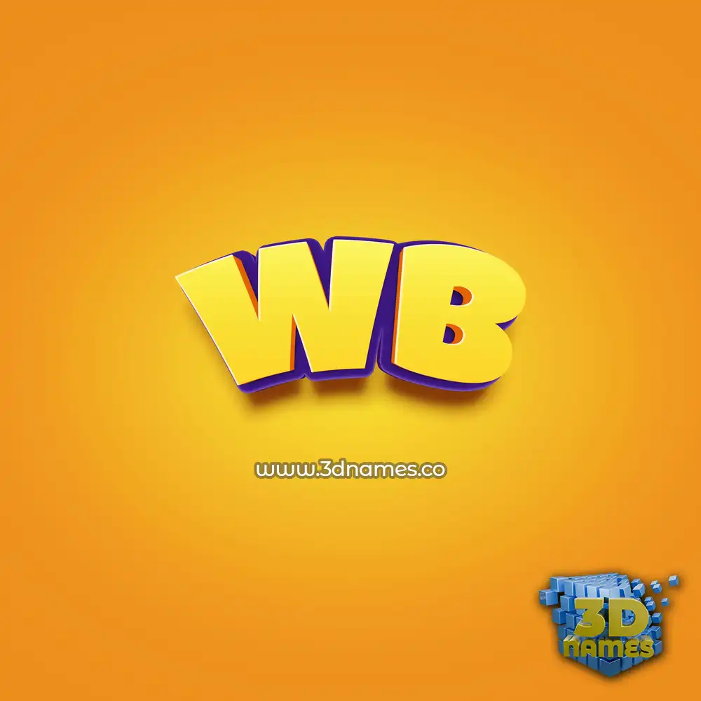 wb in Orange Toon style - 3D name wallpaper
