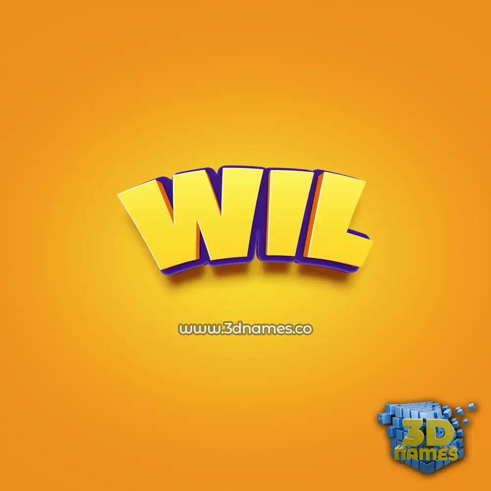 wil in Orange Toon style - 3D name wallpaper