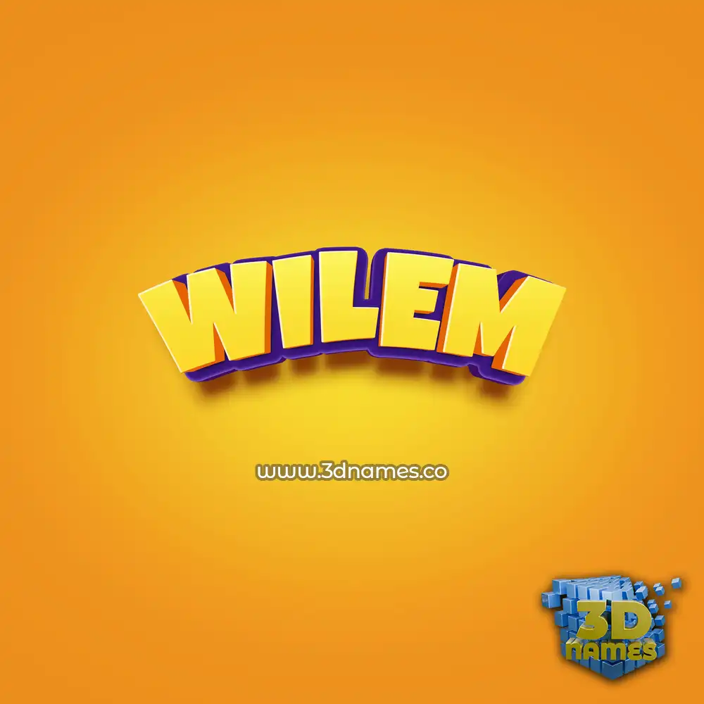 wilem in Orange Toon style - 3D name wallpaper
