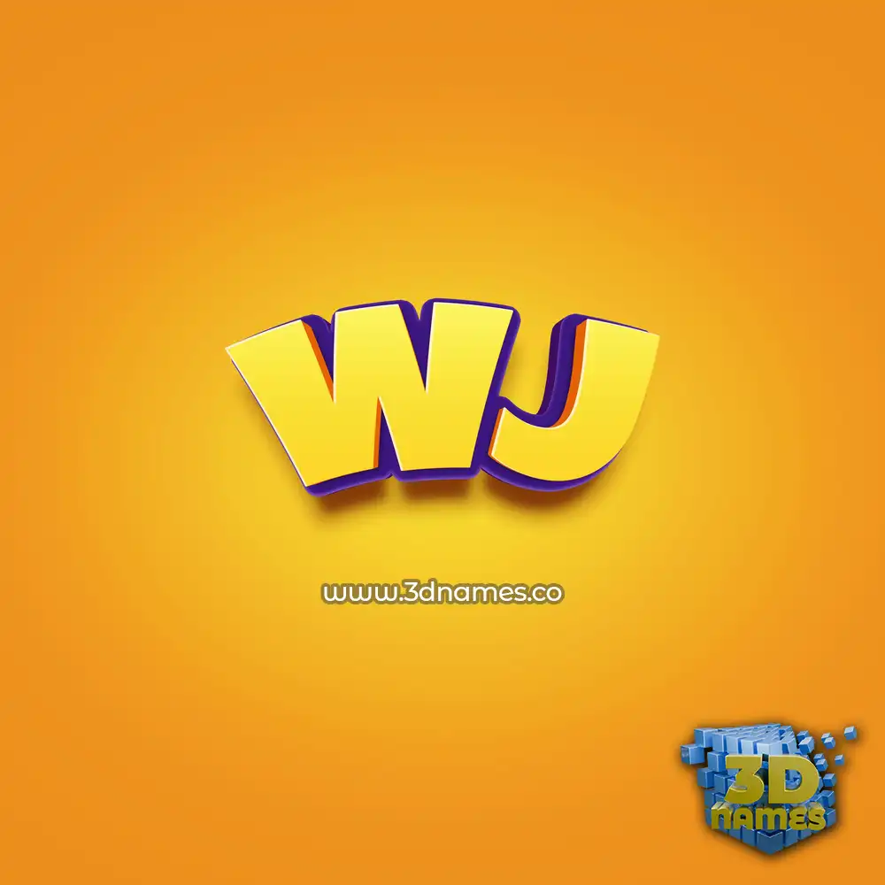 wj in Orange Toon style - 3D name wallpaper