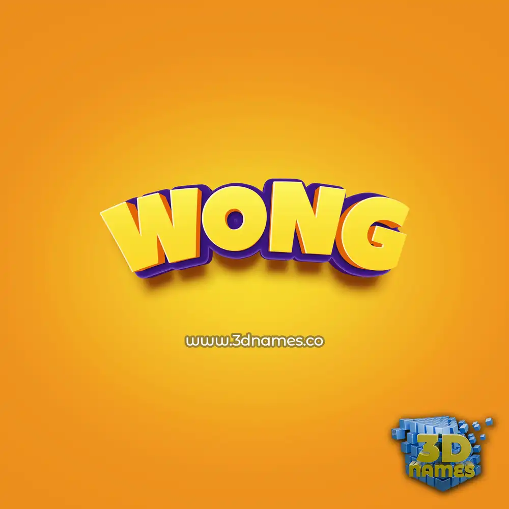 wong in Orange Toon style - 3D name wallpaper