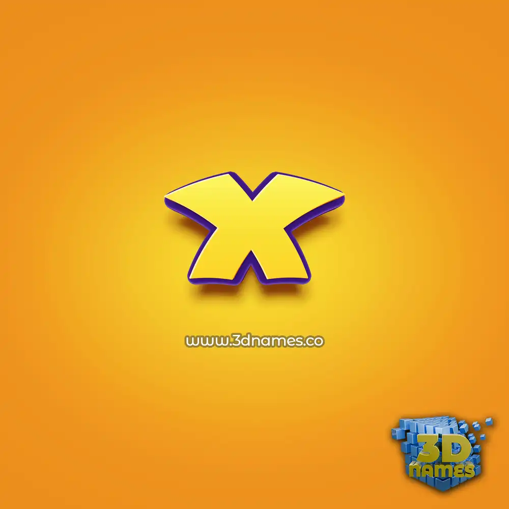 x in Orange Toon style - 3D name wallpaper