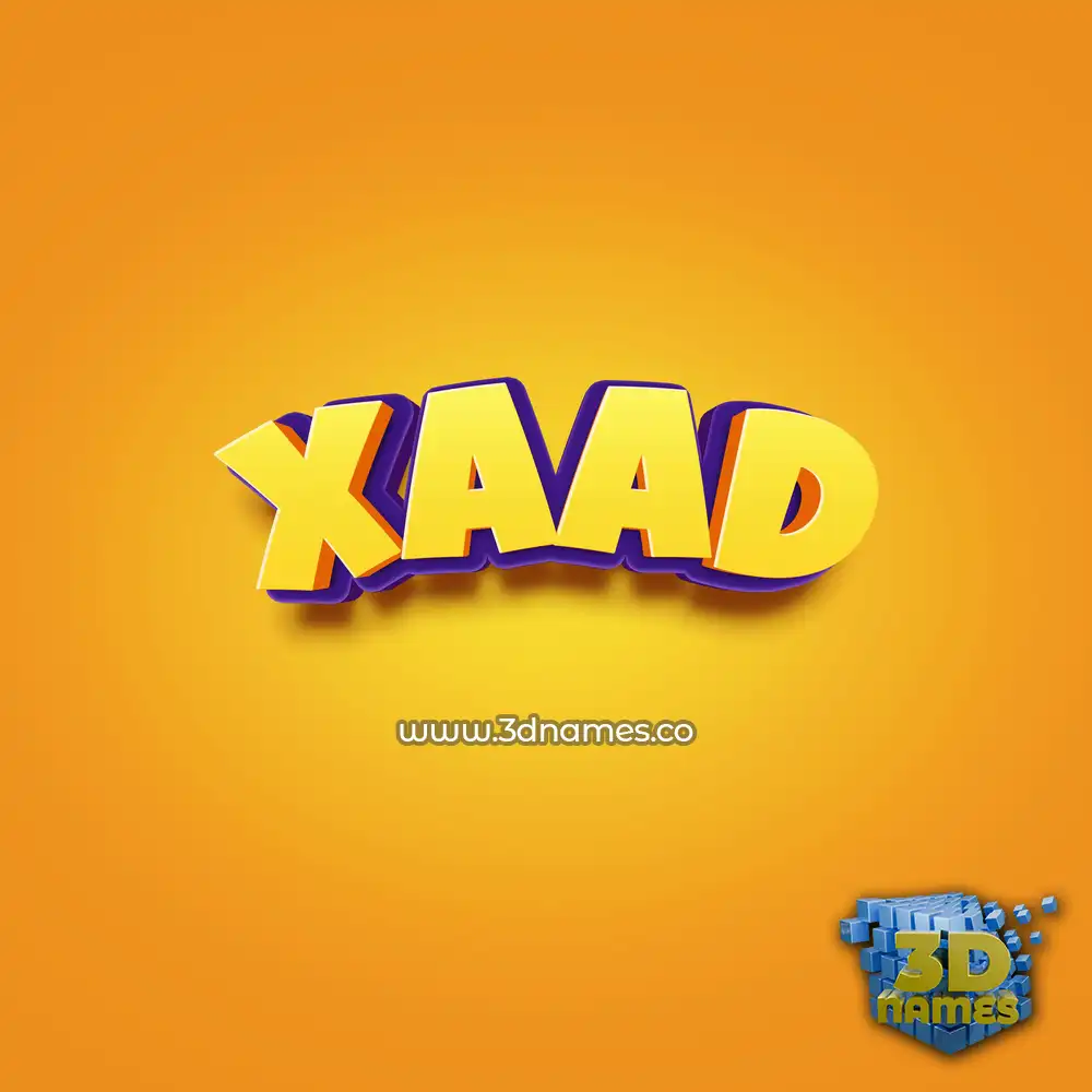 xaad in Orange Toon style - 3D name wallpaper