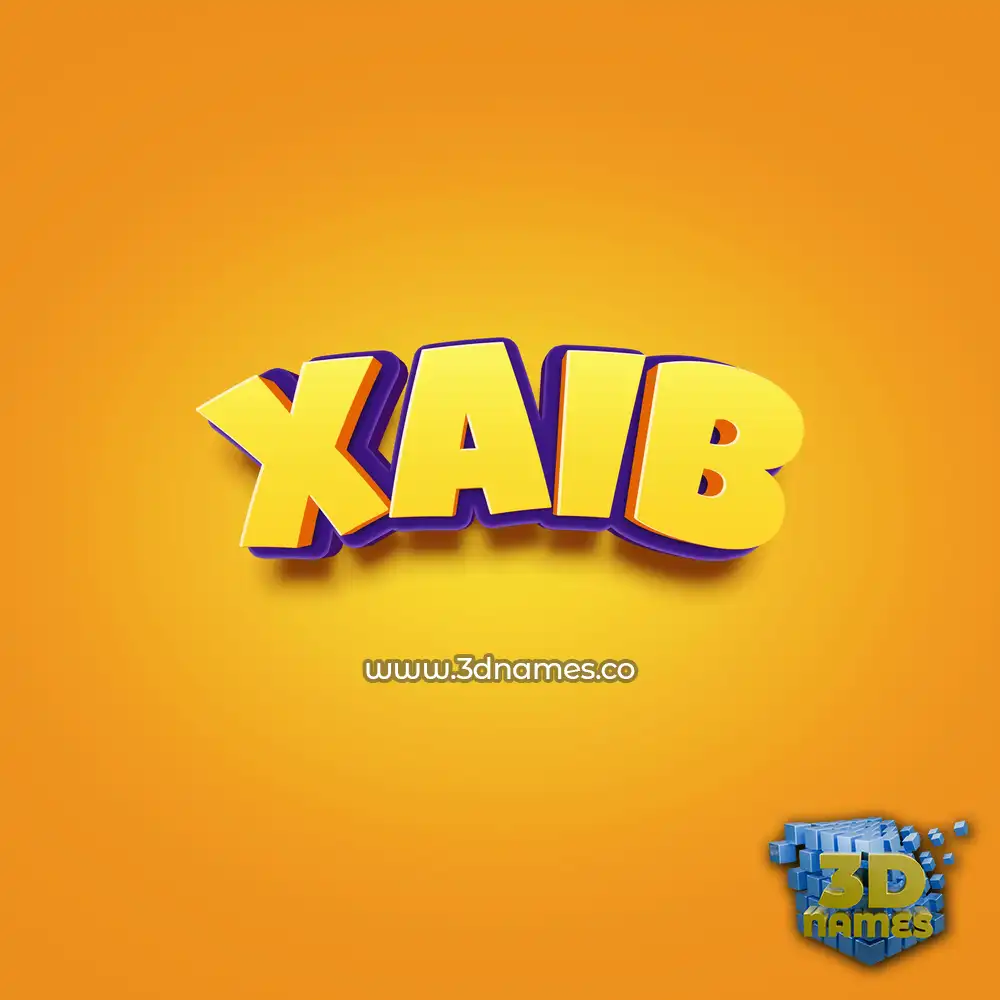 xaib in Orange Toon style - 3D name wallpaper