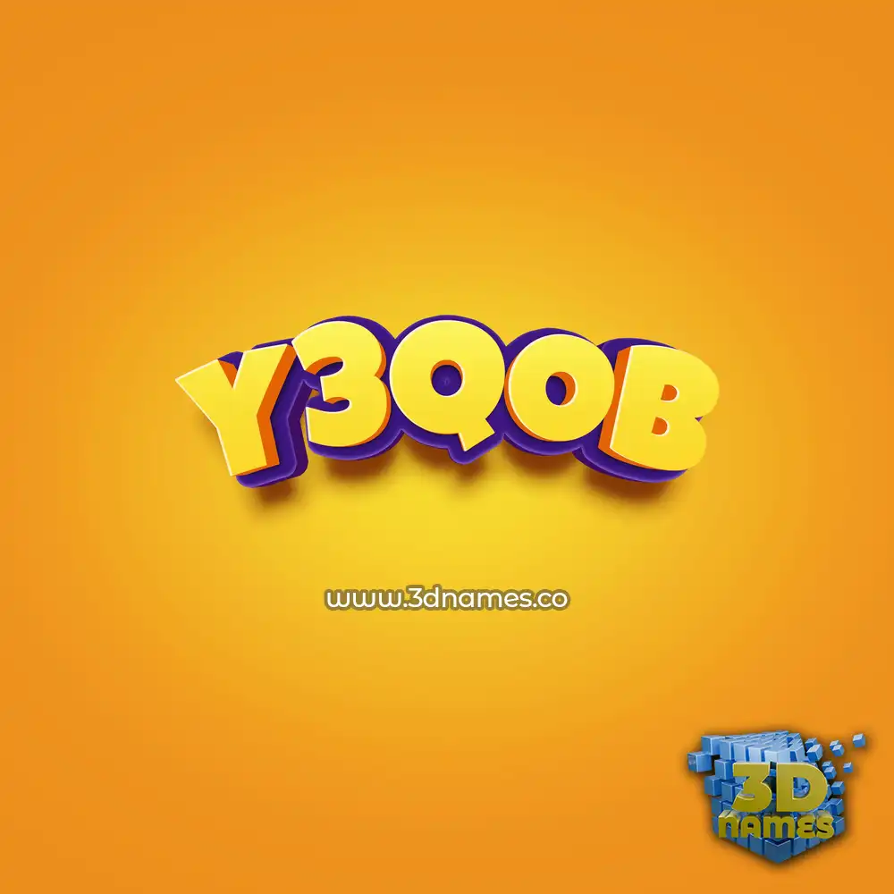 y3qob in Orange Toon style - 3D name wallpaper