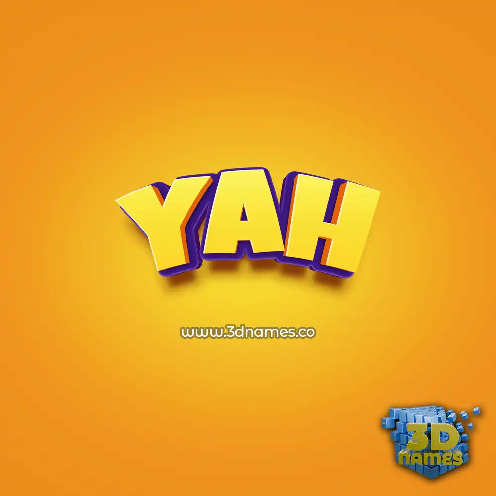 yah in Orange Toon style - 3D name wallpaper