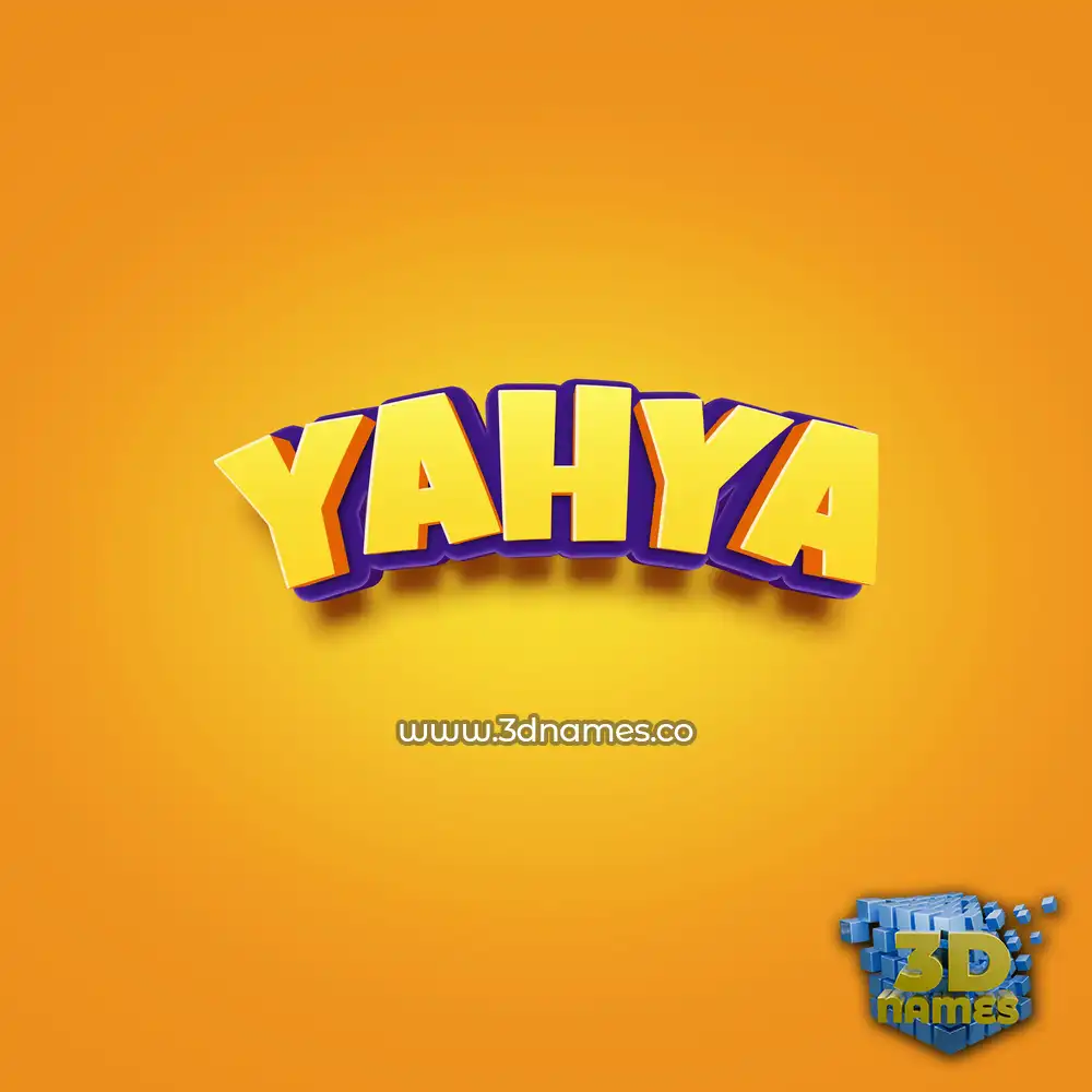 yahya in Orange Toon style - 3D name wallpaper