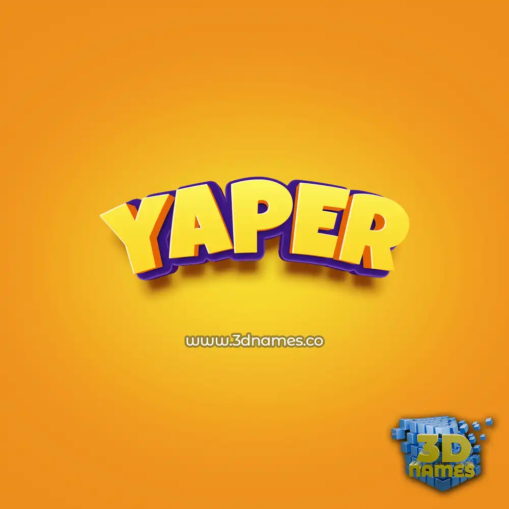 yaper in Orange Toon style - 3D name wallpaper