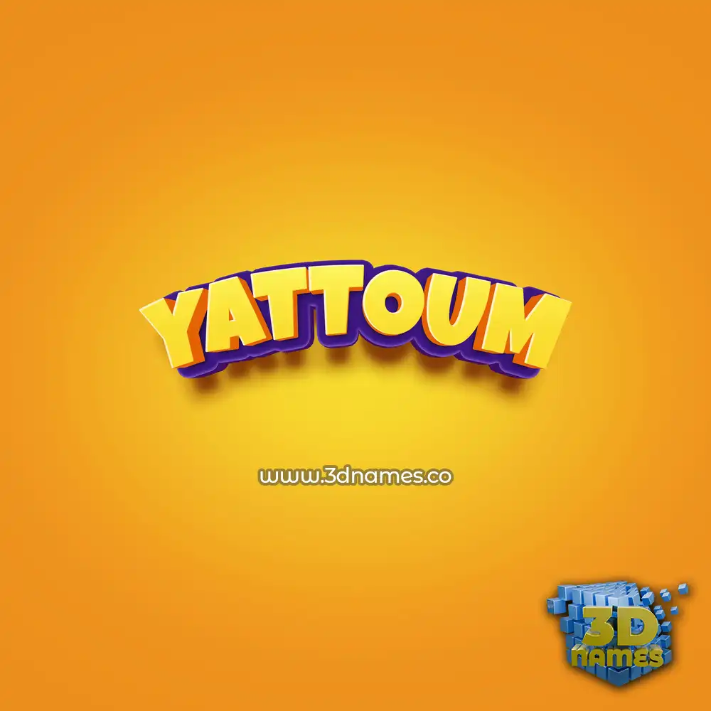 yattoum in Orange Toon style - 3D name wallpaper