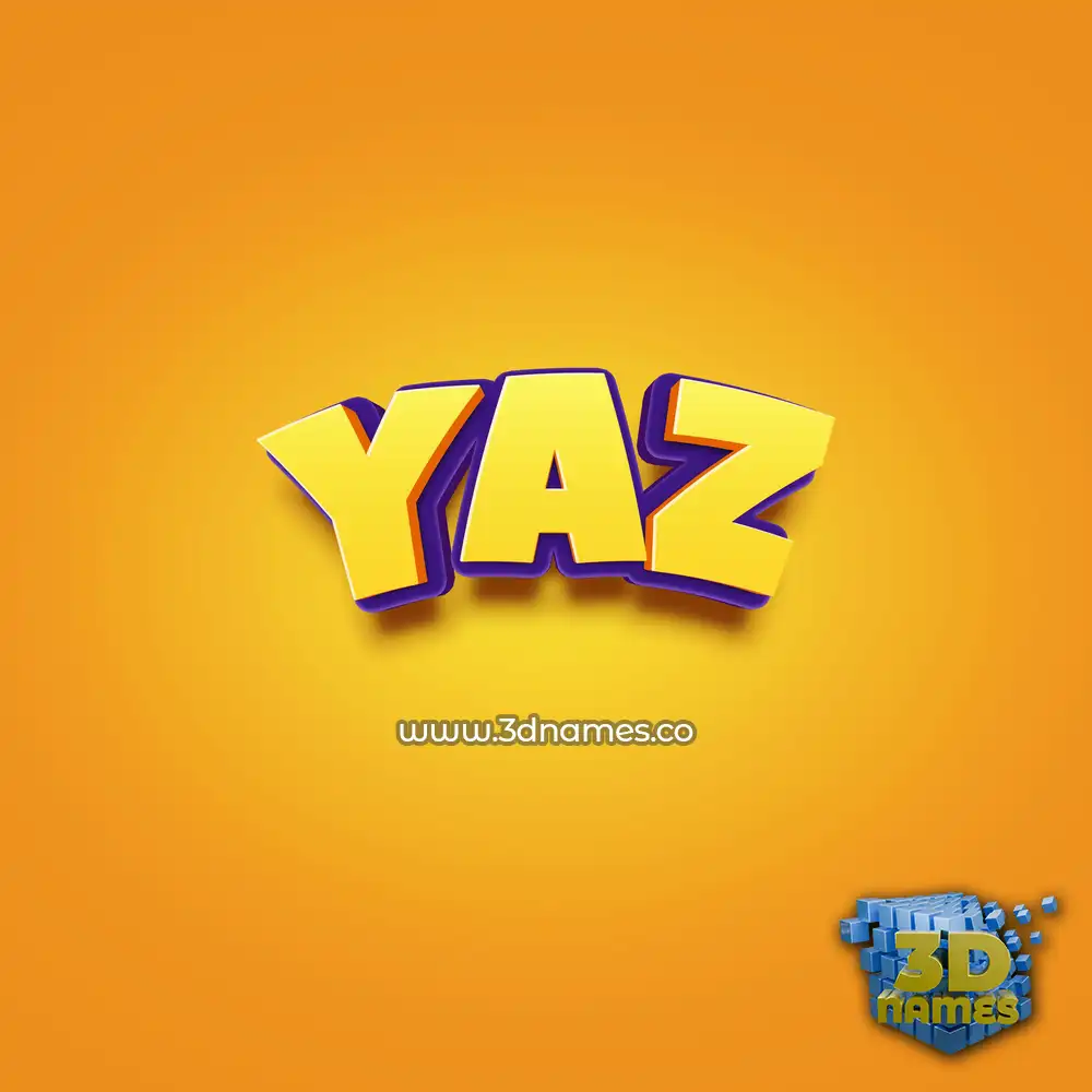 yaz in Orange Toon style - 3D name wallpaper