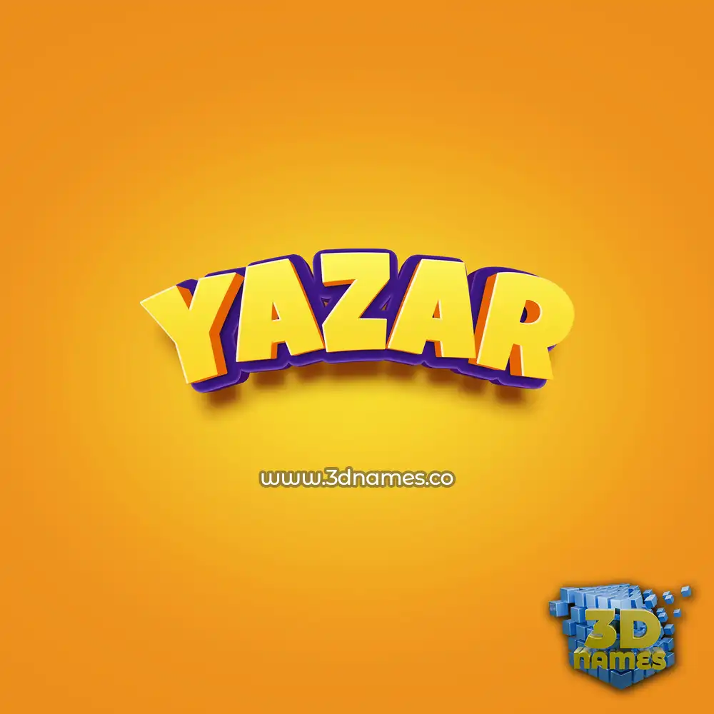 yazar in Orange Toon style - 3D name wallpaper