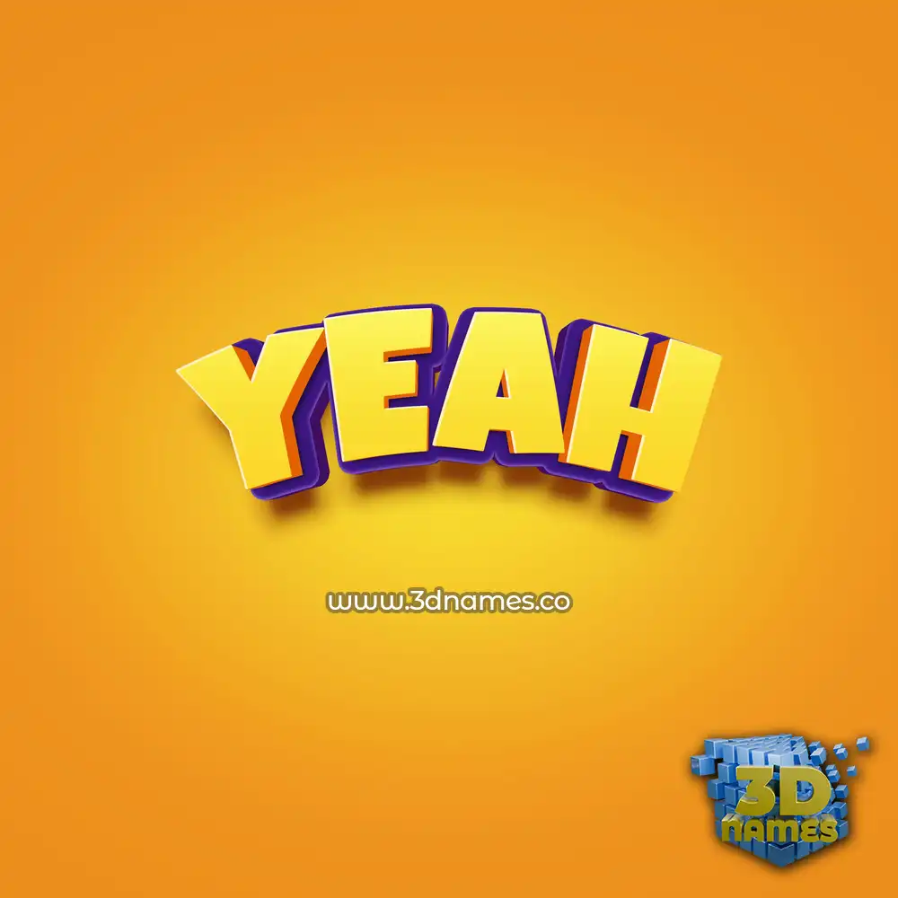 yeah in Orange Toon style - 3D name wallpaper