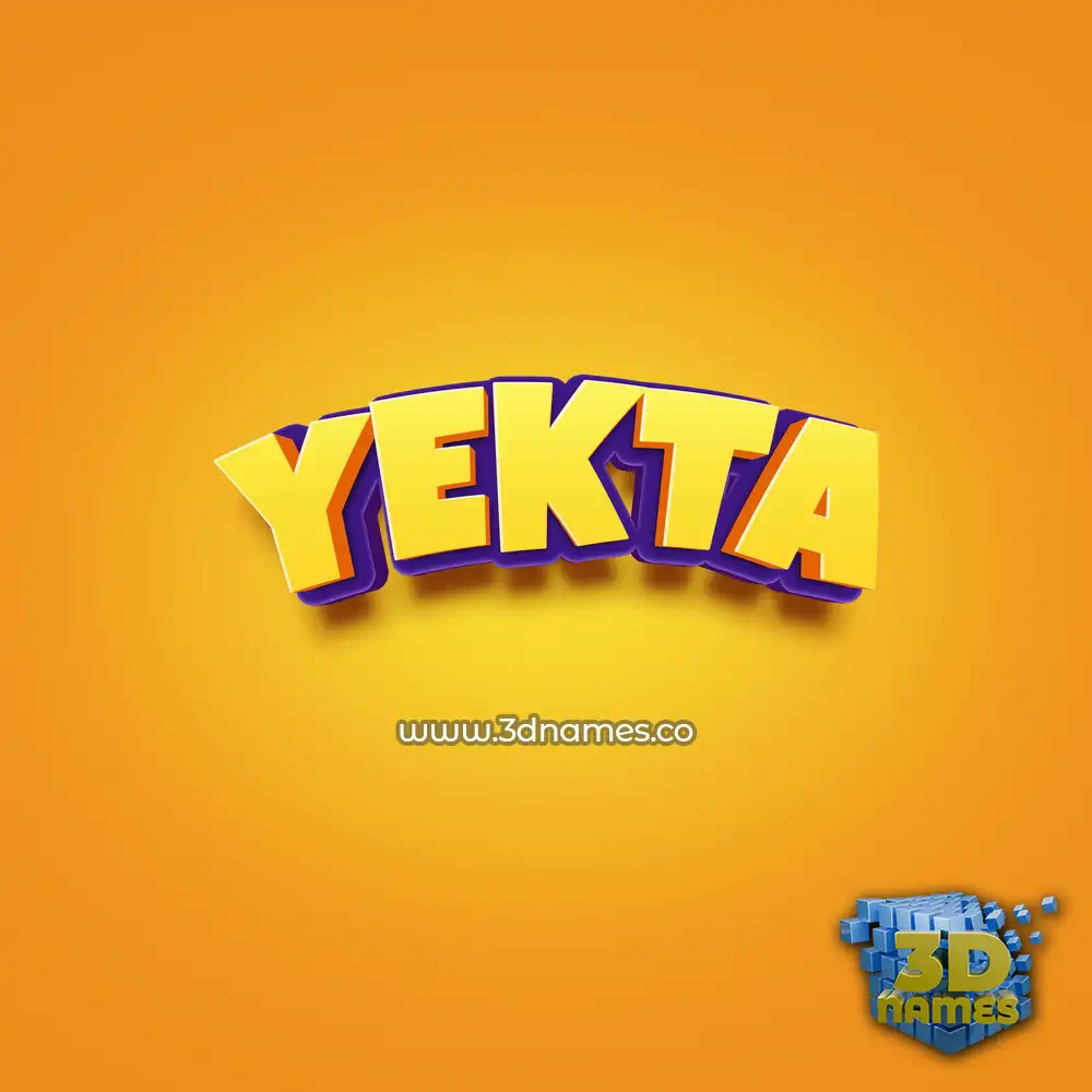 yekta in Orange Toon style - 3D name wallpaper