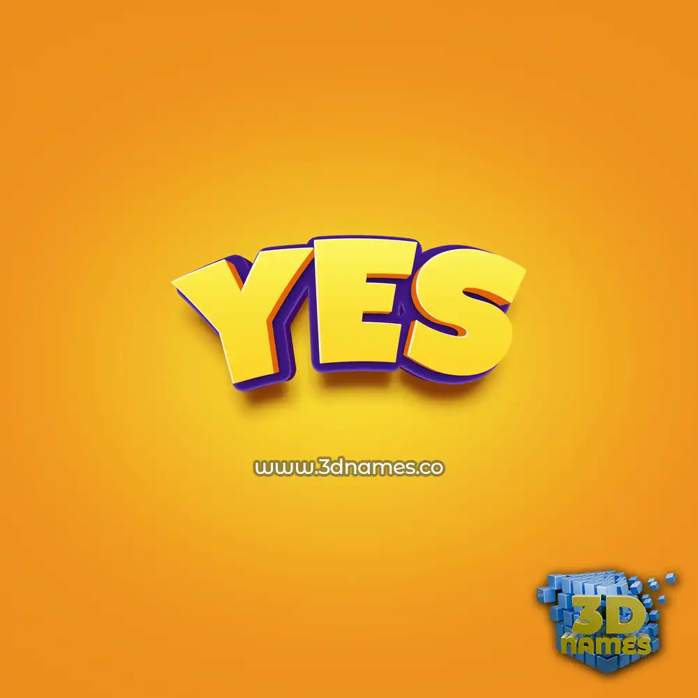 yes in Orange Toon style - 3D name wallpaper