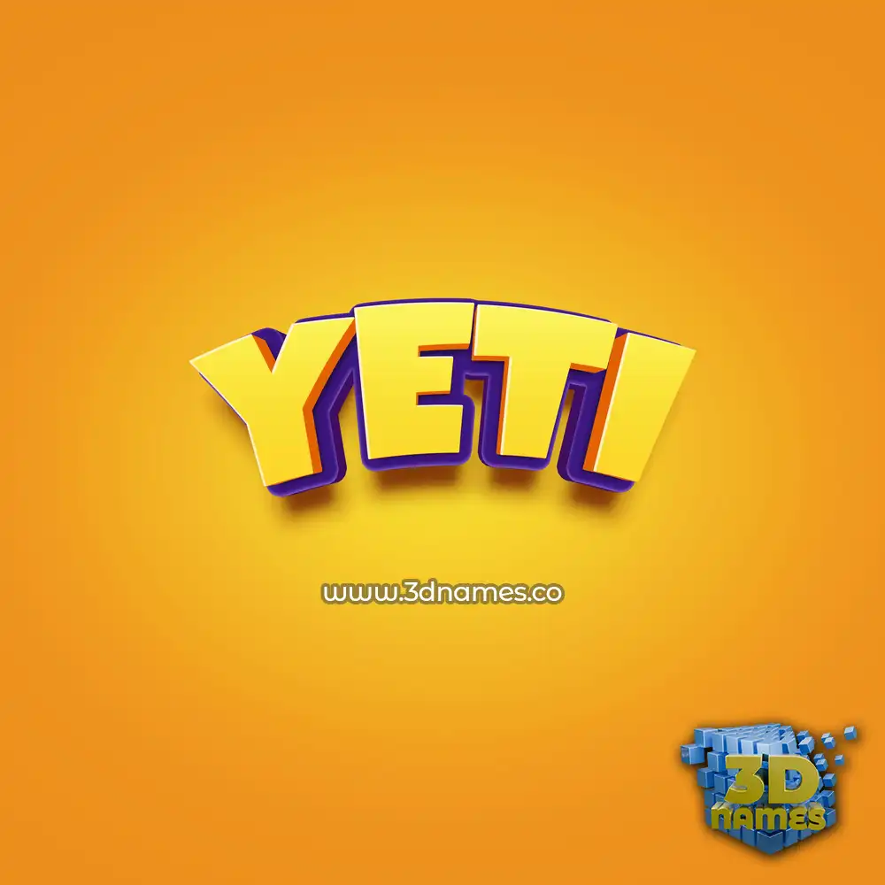 yeti in Orange Toon style - 3D name wallpaper