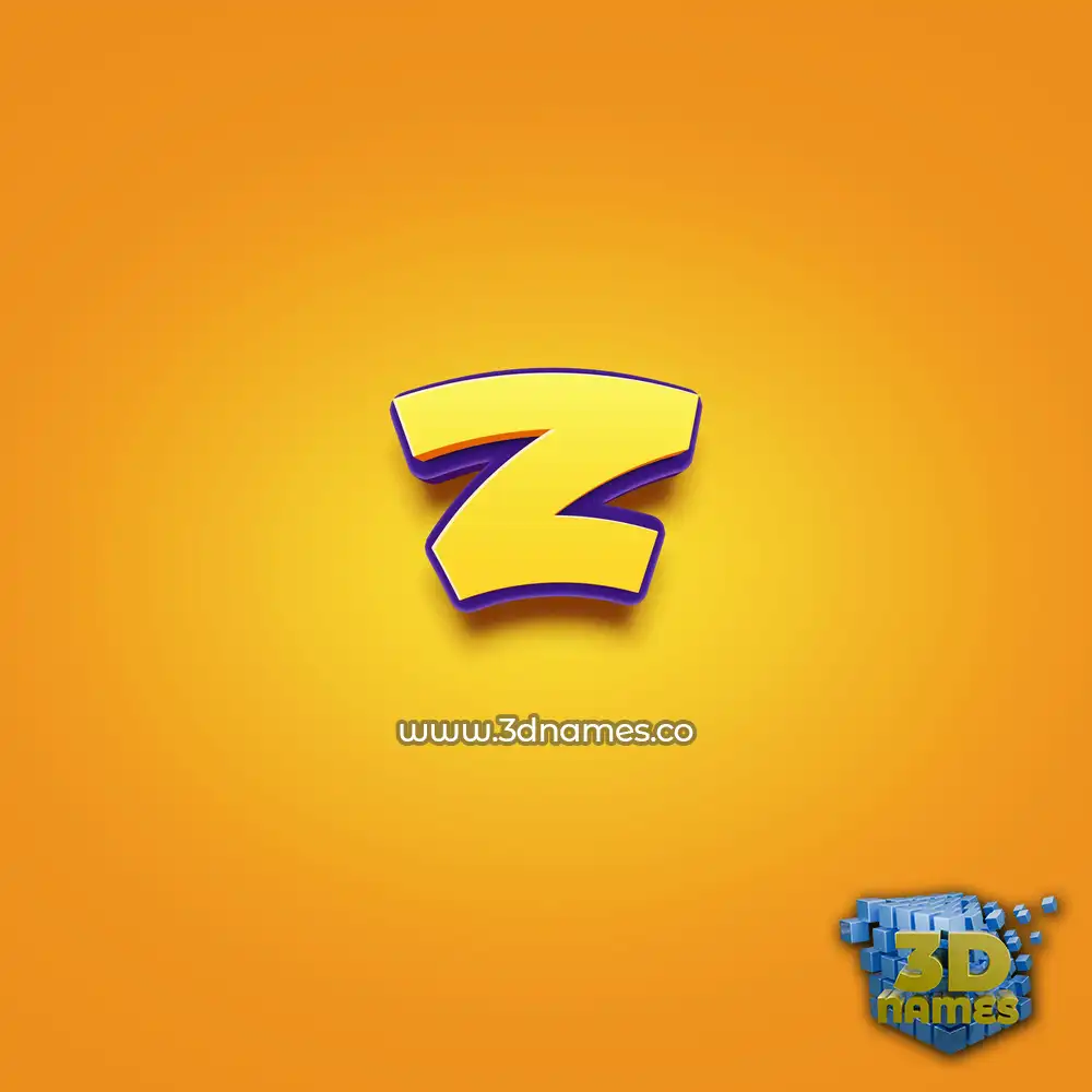 z in Orange Toon style - 3D name wallpaper