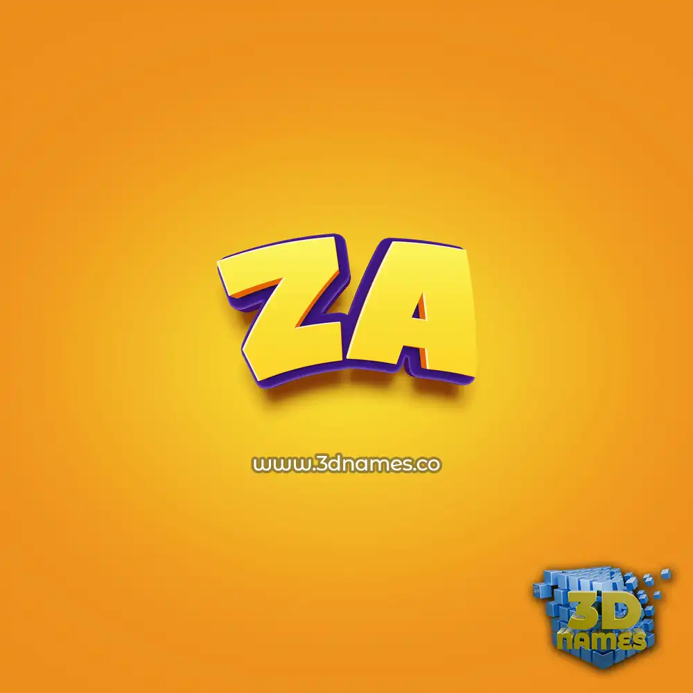 za in Orange Toon style - 3D name wallpaper
