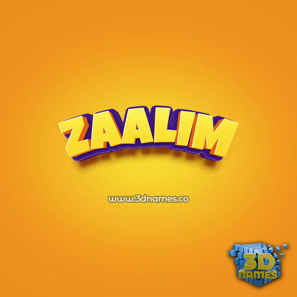 zaalim in Orange Toon style - 3D name wallpaper