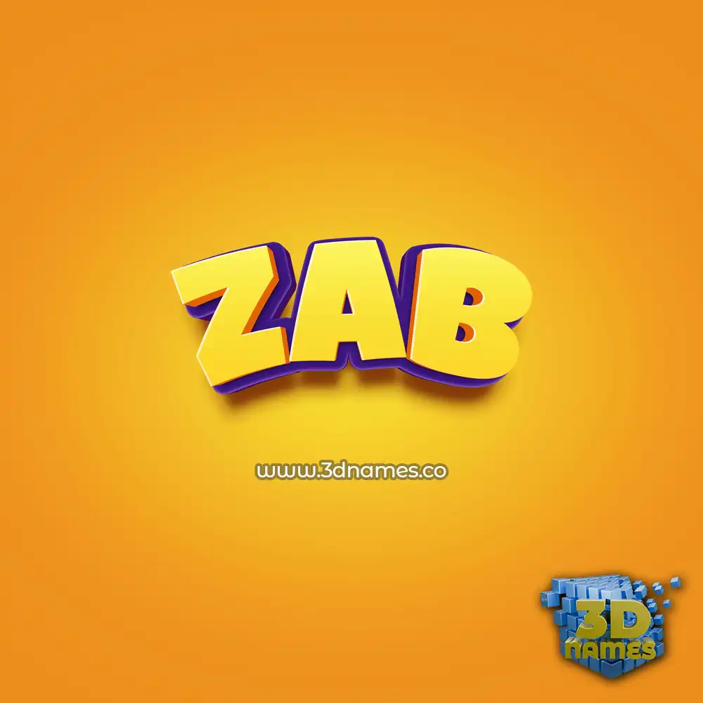 zab in Orange Toon style - 3D name wallpaper
